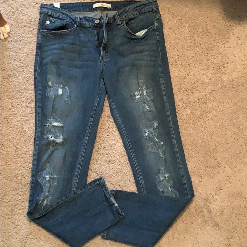 Kancan straight leg distressed jeans